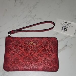 Coach Scarlet Corner Zip Wristlet in Signature Canvas